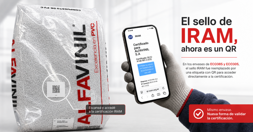 Compuestos para cables certificados ALFAVINIL con QR IRAM en envase ECO385